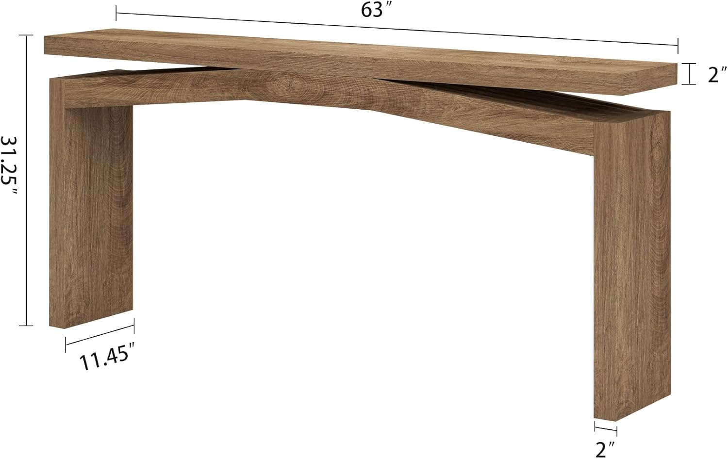 Console Table for Entryway Living Room, 63-Inch Wooden Rectangular Sofa Tables Narrow Long Behind Couch, Large Farmhouse Foyer Entrance Table for Home, Hallway, Apartment, Natural Brown