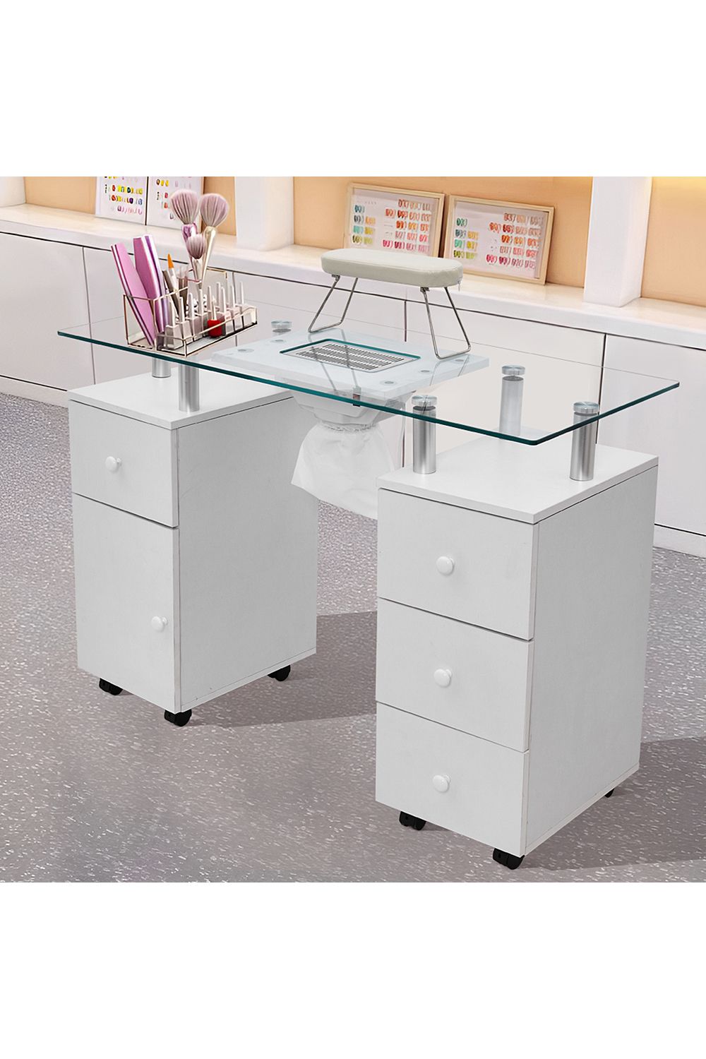 The hot sale Professional Mobile Manicure Cart with Integrated Dust Collector