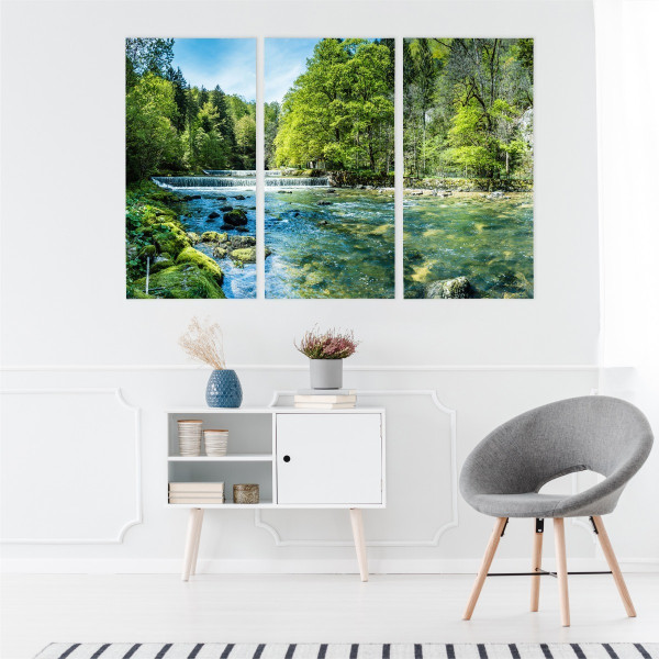 Obraz TRYPTYK Natura RZEKA Szwajcaria Las 60x40cm