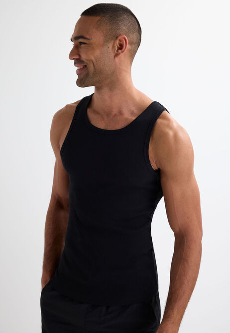 Mens Black Ribbed Vest
