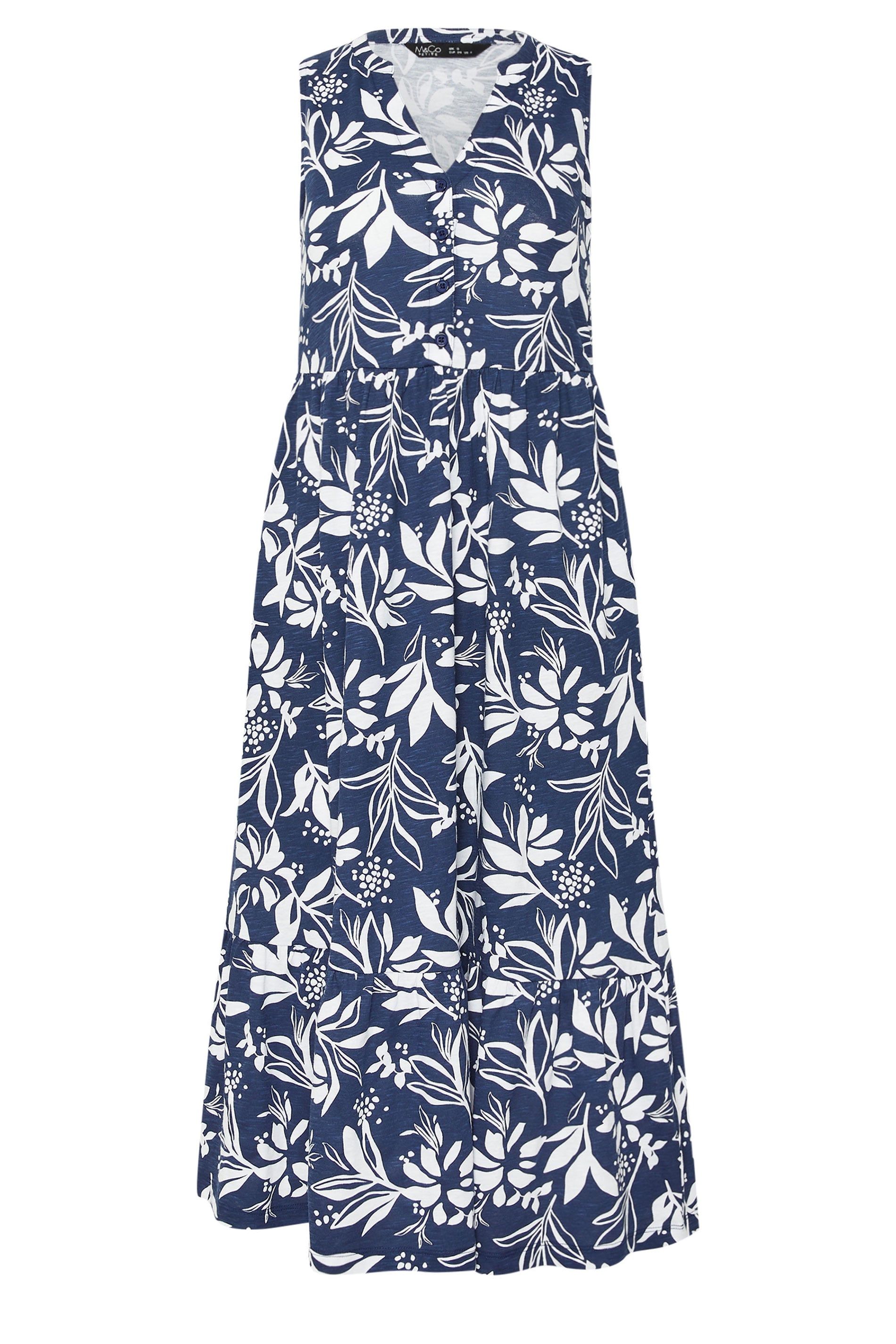 M&Co Leaf Print Sleeveless Cotton Midi Dress