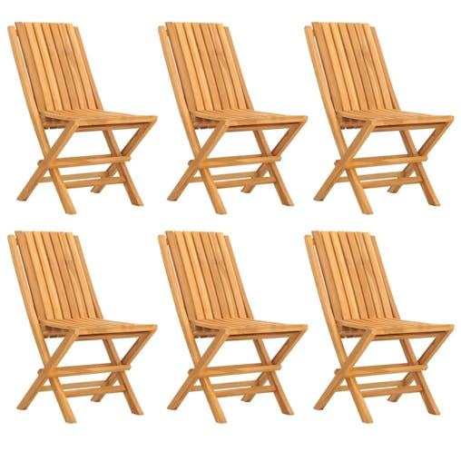 NNEVL Folding Garden Chairs 6 pcs 47x47x89 cm Solid Wood Teak