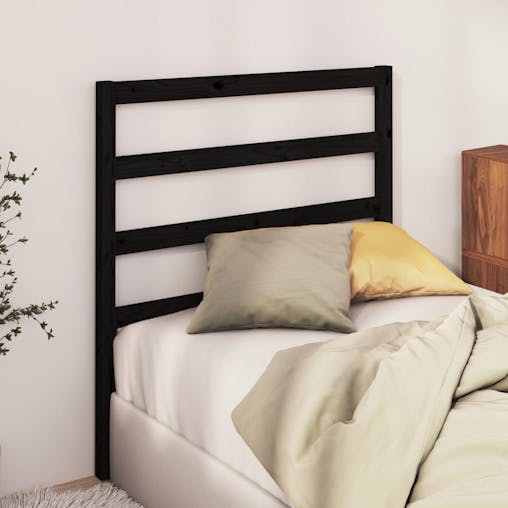 NNEVL Bed Headboard Black 96x4x100 cm Solid Wood Pine
