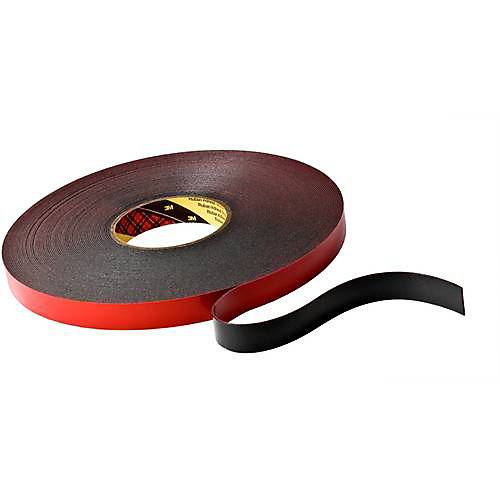 3M 5925F/1233 Ruban double-face noir 12 mm x 33 m, épaisseur 0,6 mm