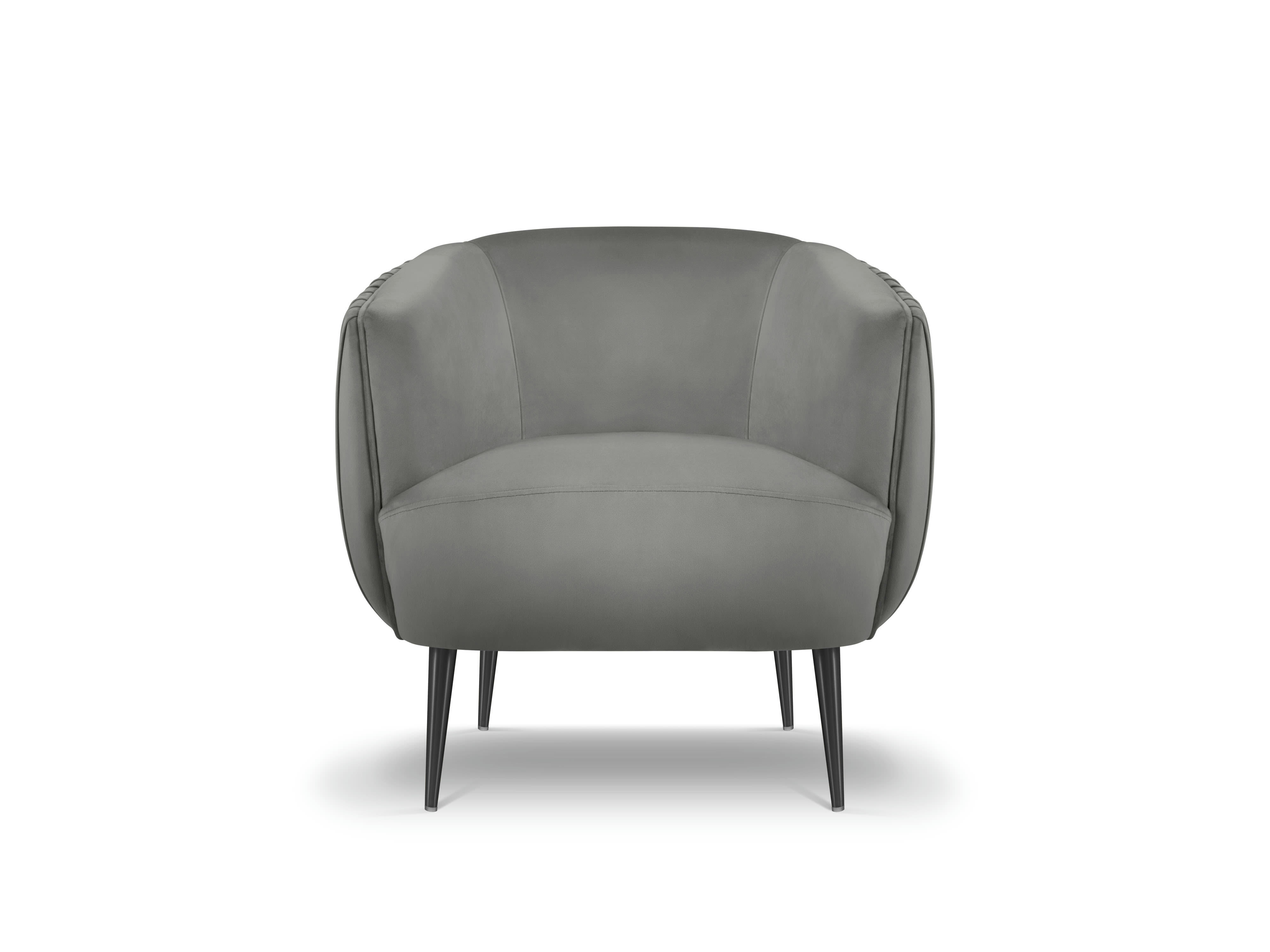 MOSS - Fauteuil en velours gris foncé