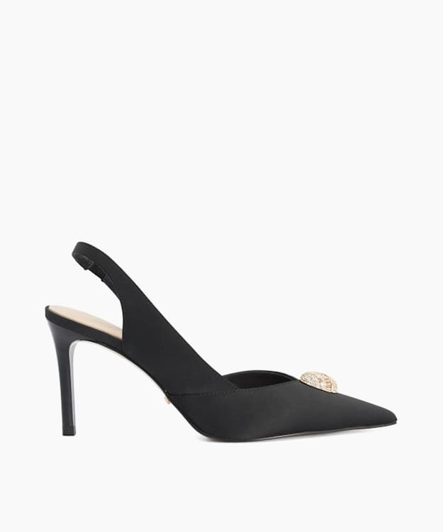 Camara Black - Embellished Slingback Court Shoes