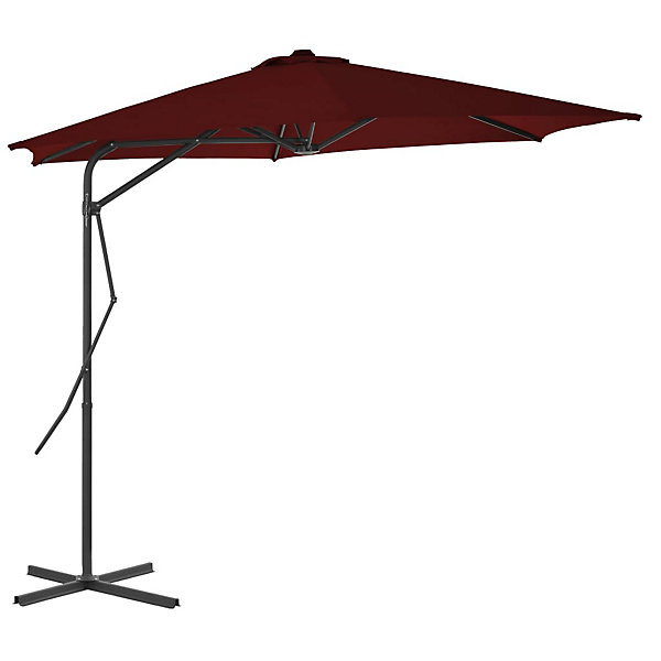 Parasol d'exterieur avec mât en acier bordeaux Helloshop26