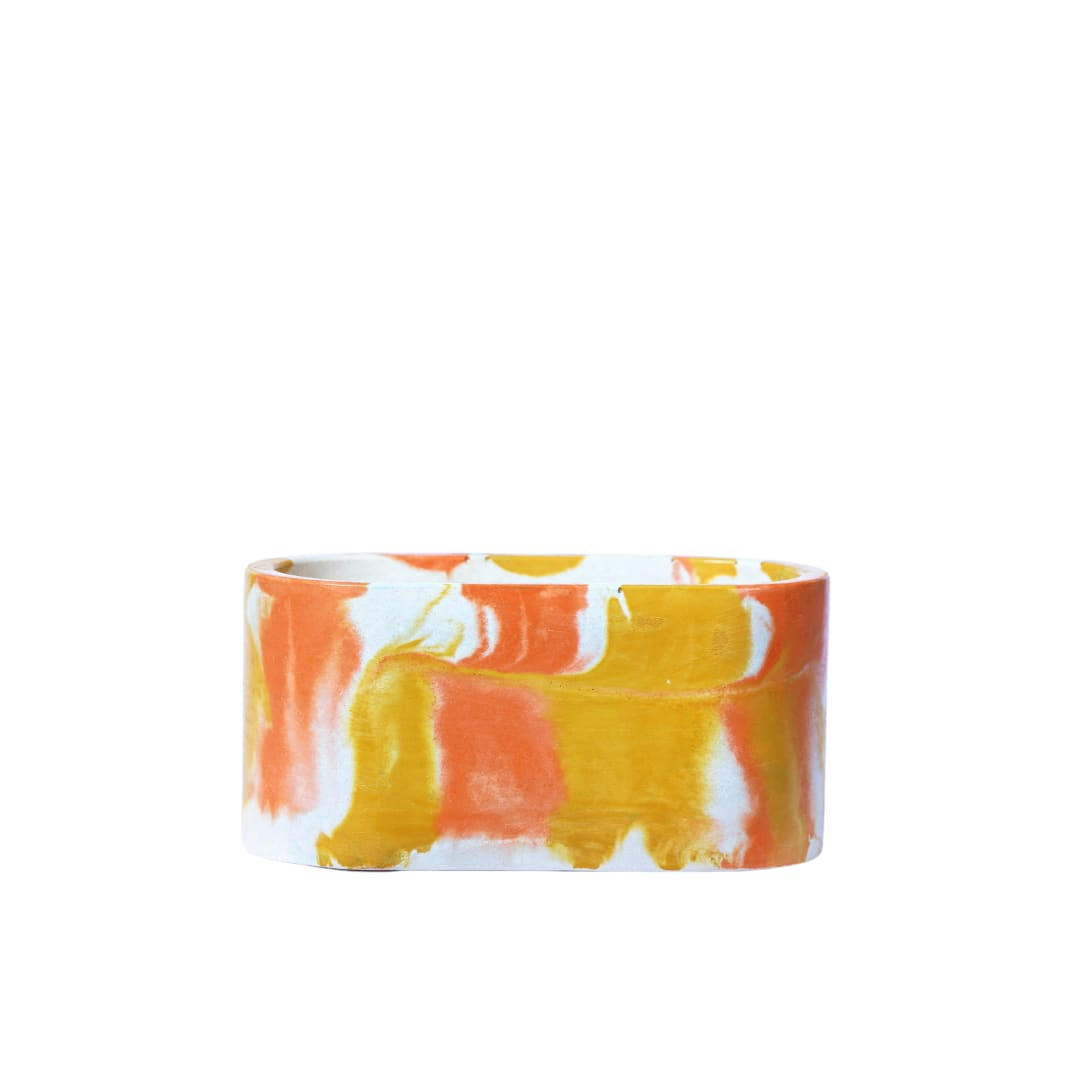MINI JARDI TIE&DYE - Mini jardinière tie&dye en béton orange et jaune