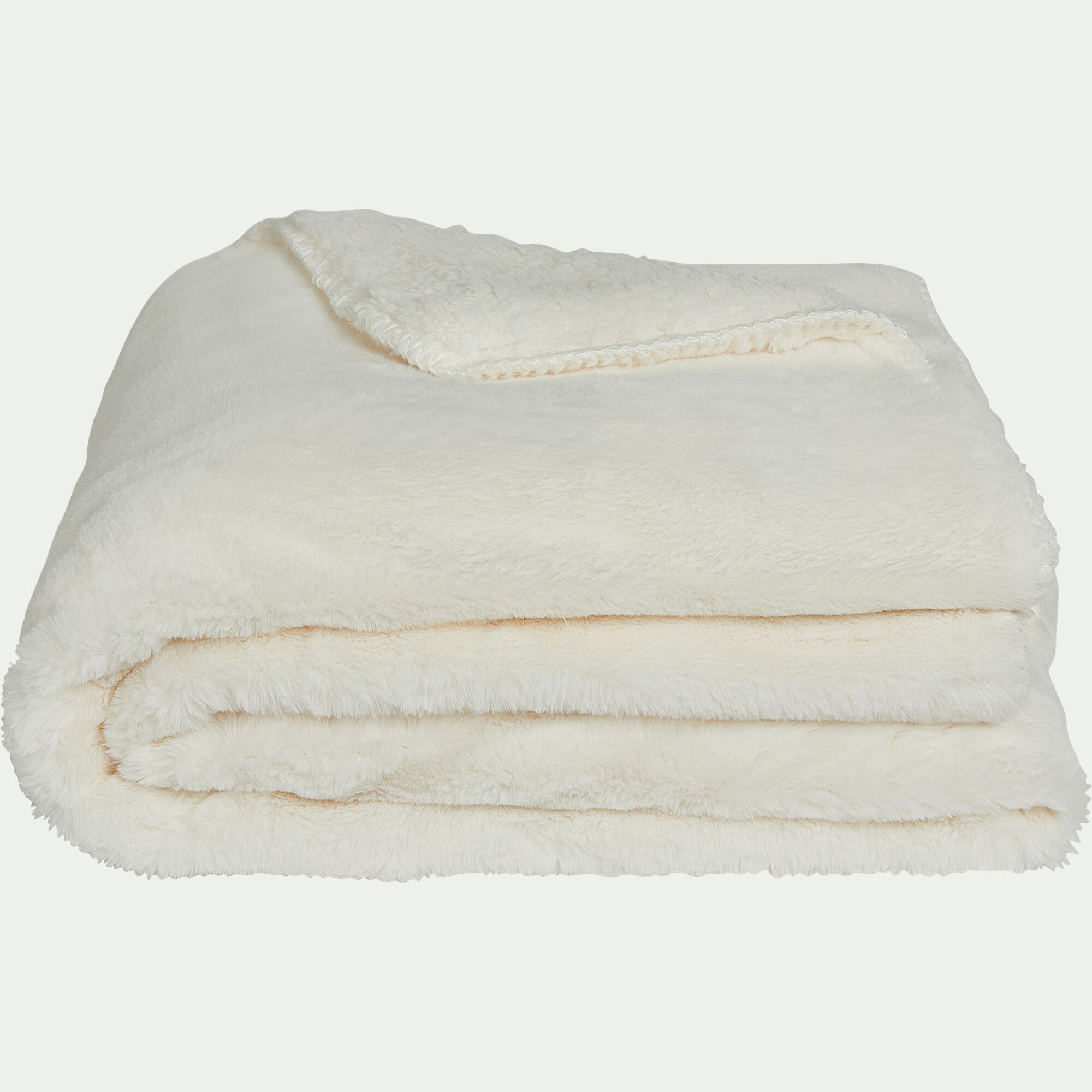 MARIUS - Plaid imitation fourrure - blanc ventoux 130x170cm