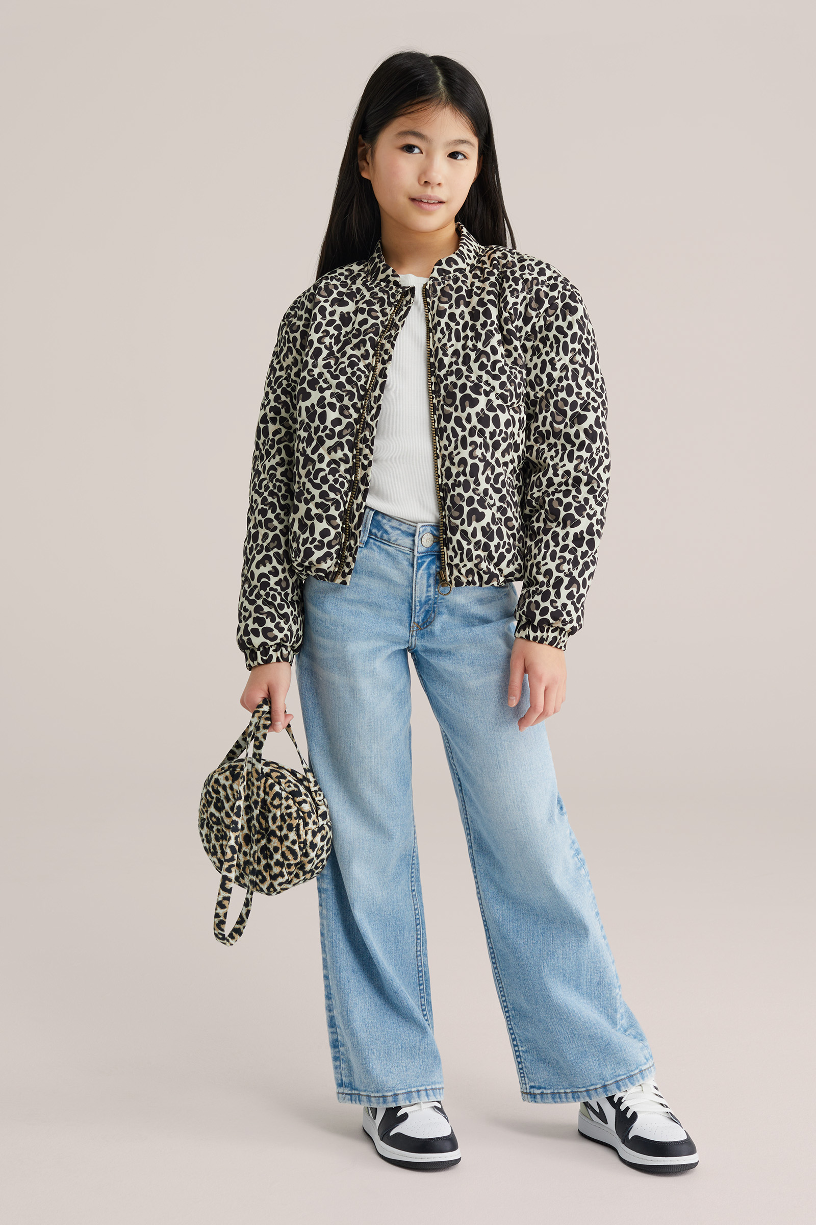 Meisjes bomberjack met luipaardprint