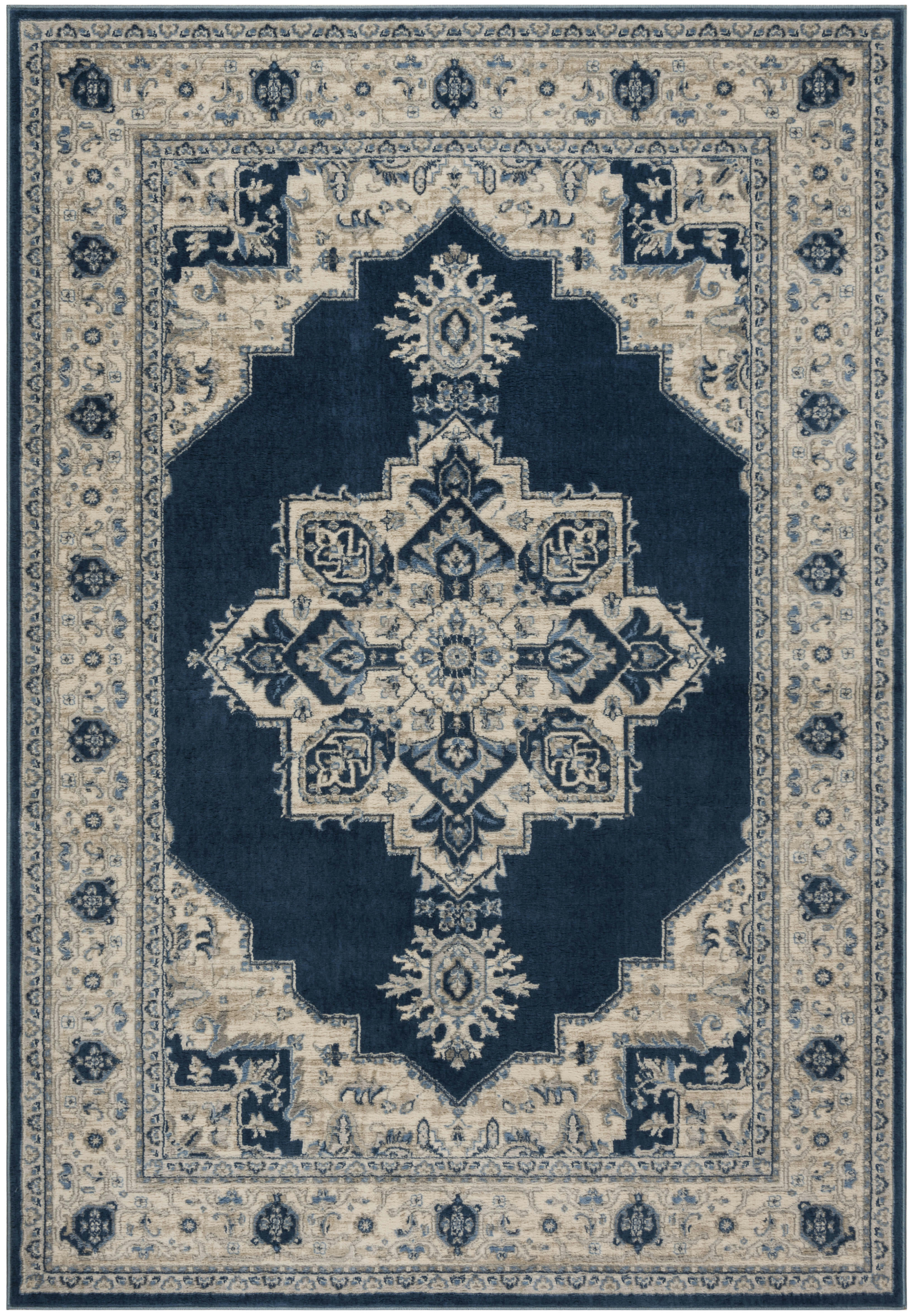 BRENTWOOD - Tapis de salon interieur en bleu marine & crème, 122 x 183 cm