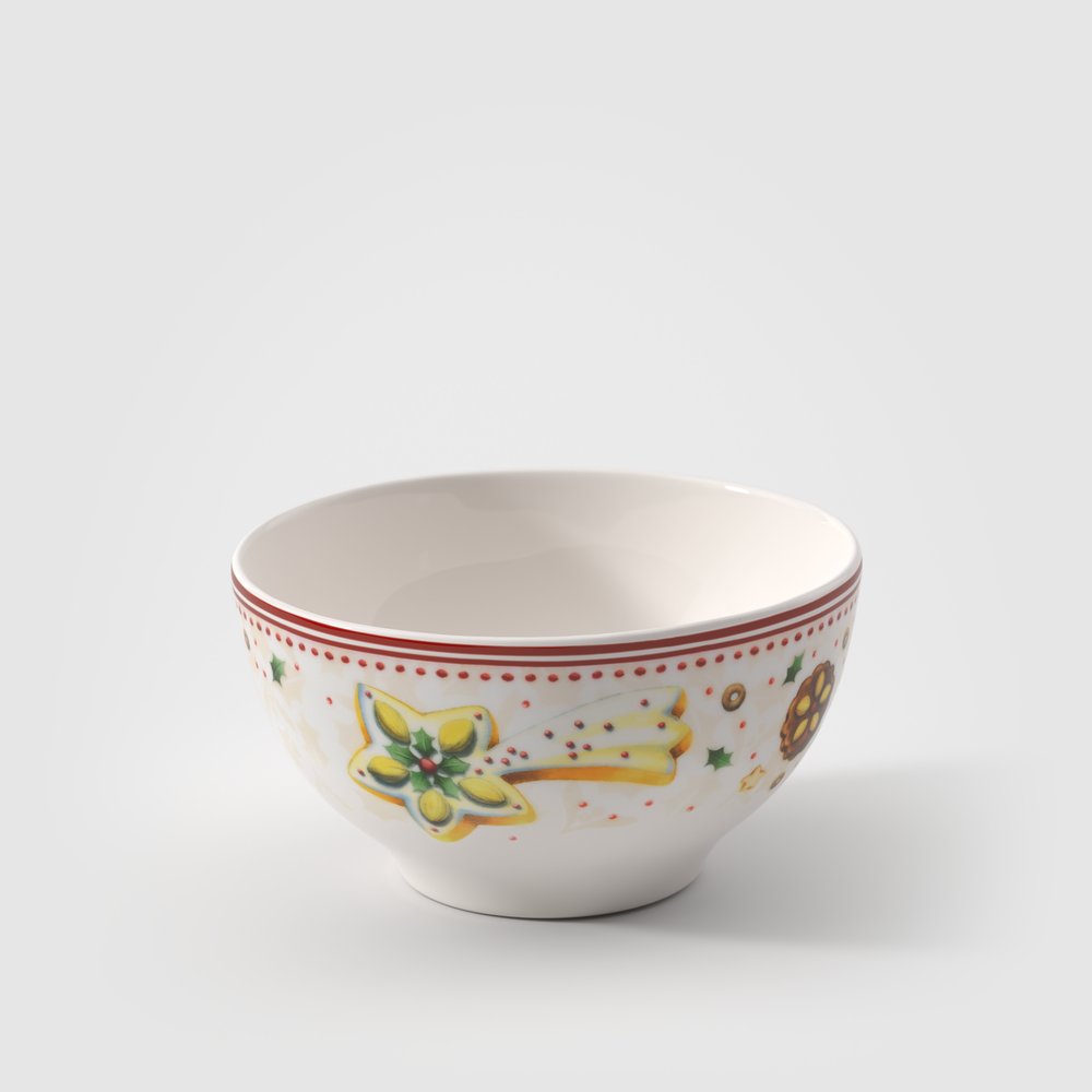 Winter Bakery Delight Cereal bowl - Red, 15.9 oz, Premium Porcelain