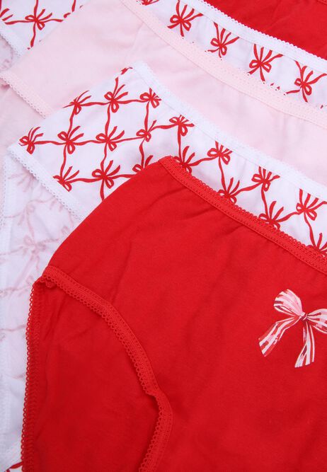 Older Girls 5pk Red Bow Briefs