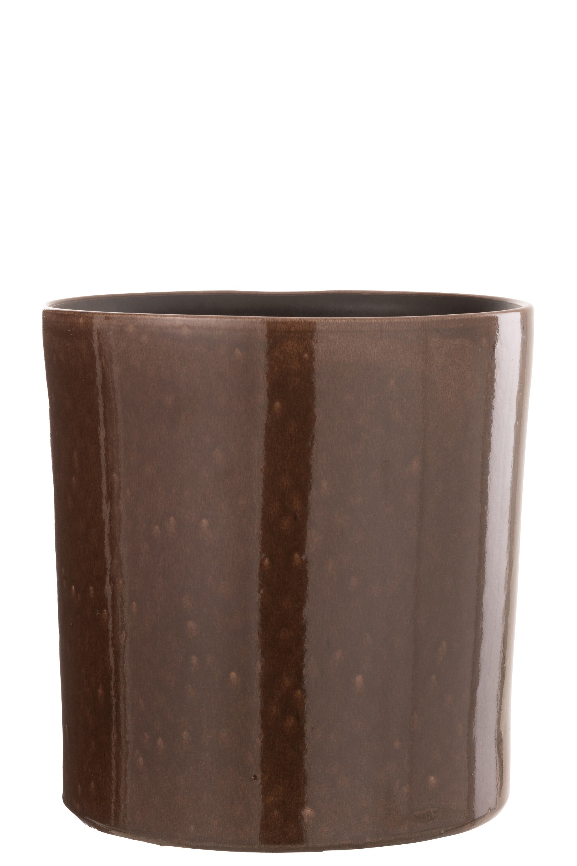 J-Line bloempot Flek - keramiek - bruin - large - Ø 24 cm