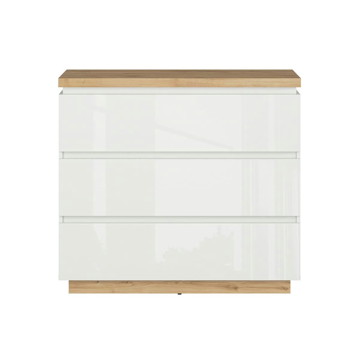 - Commode 3 tiroirs blanche et naturelle