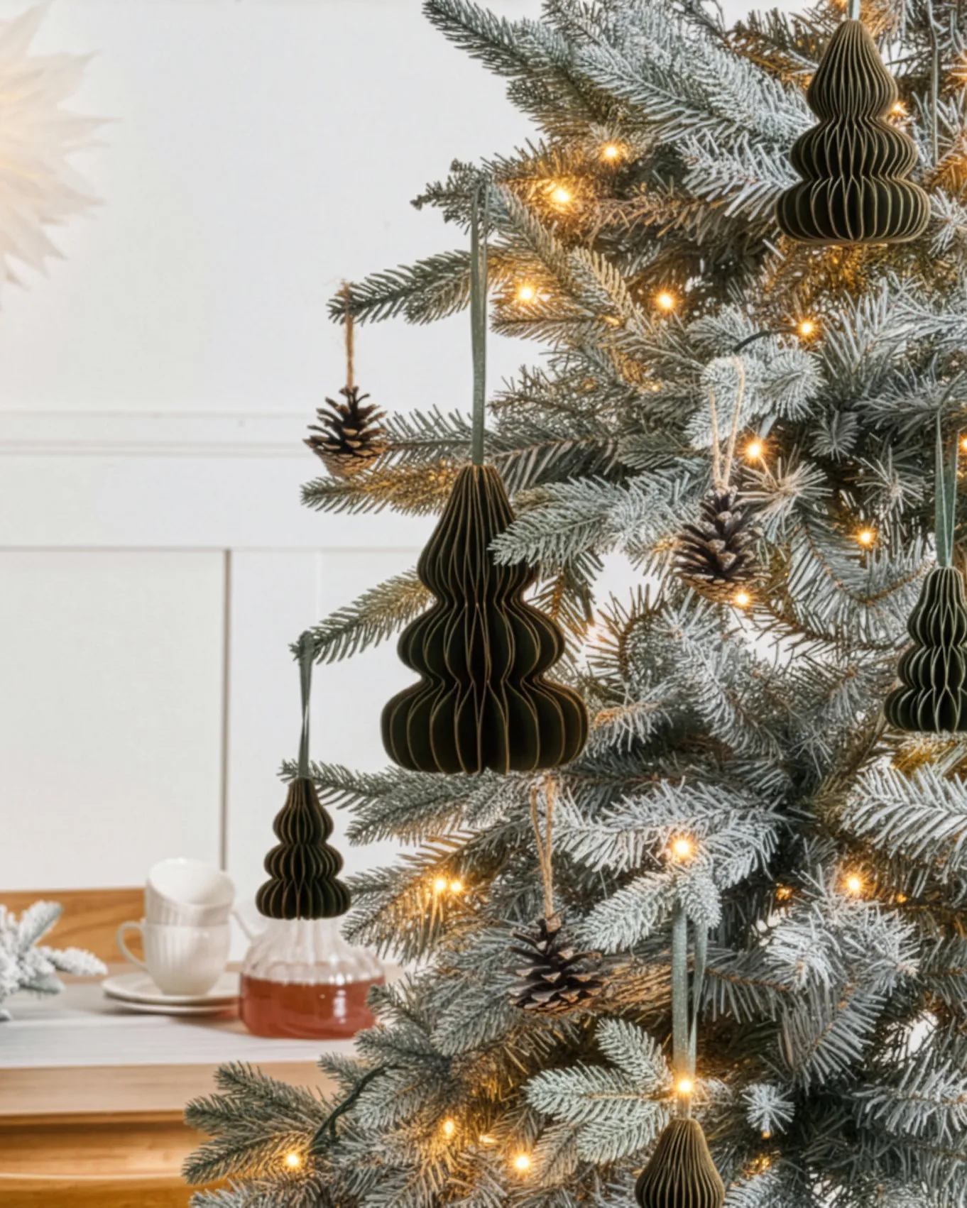 Set of 19 Christmas Tree Ornaments ORKLA Paper Green