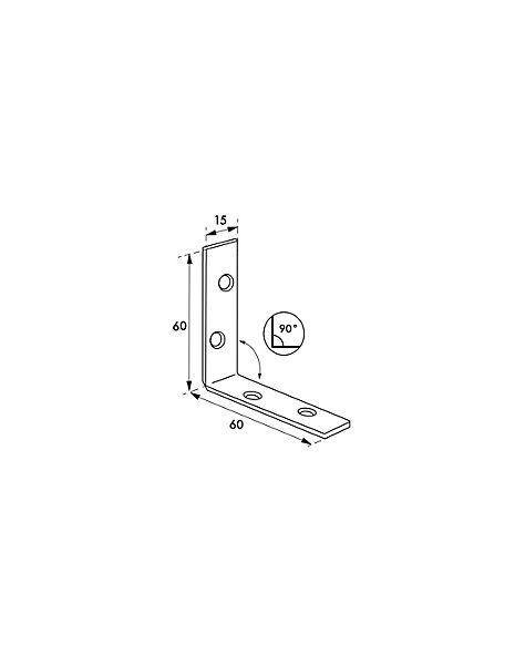 Equerre de renfort pour porte, 60x60x15mm, acier zingué - THIRARD