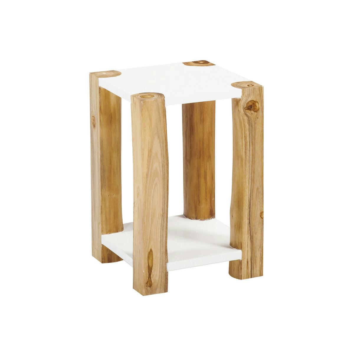 KENDARI - Bout de canapé en bois de teck blanc