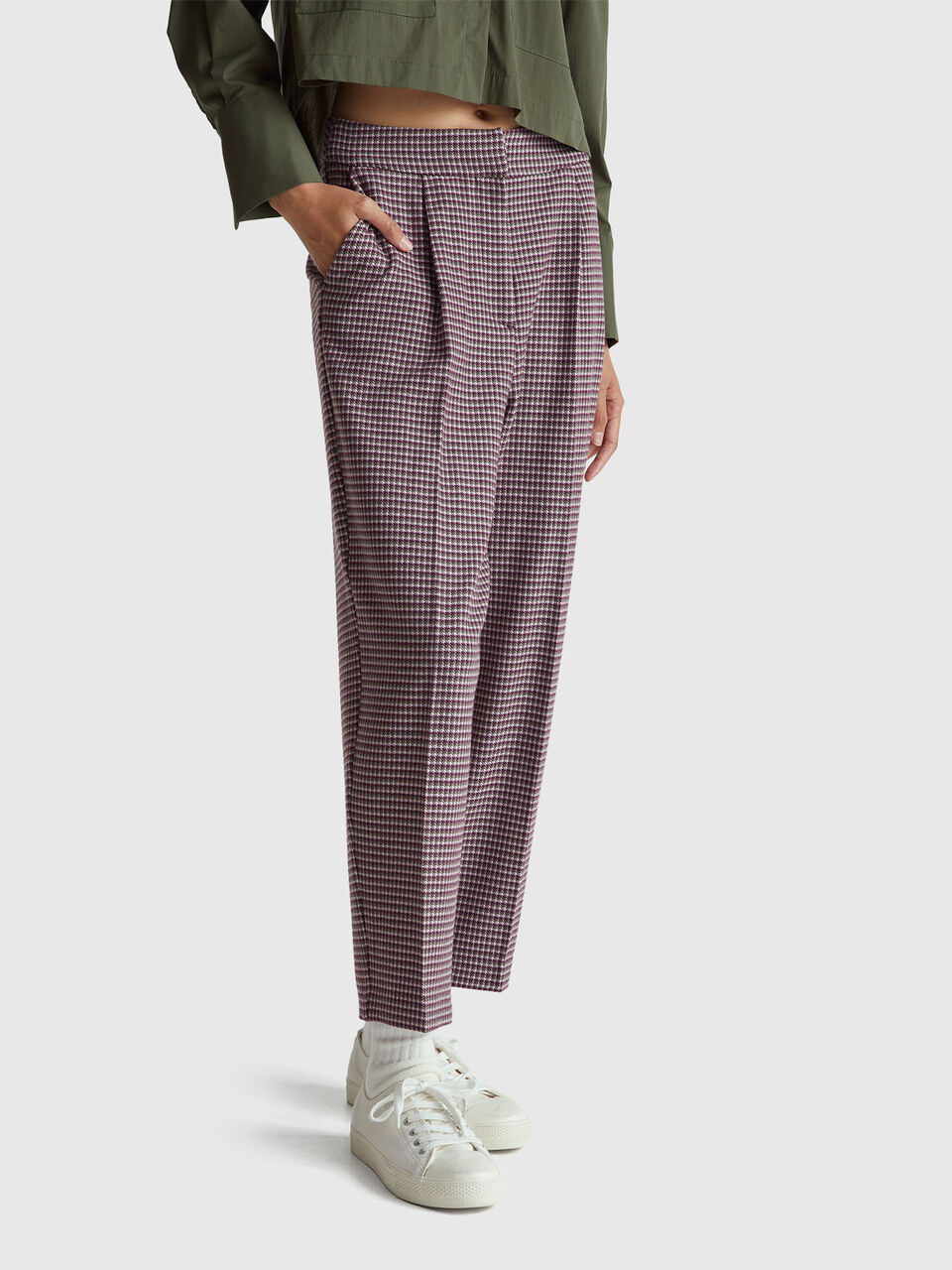 Houndstooth flannel trousers