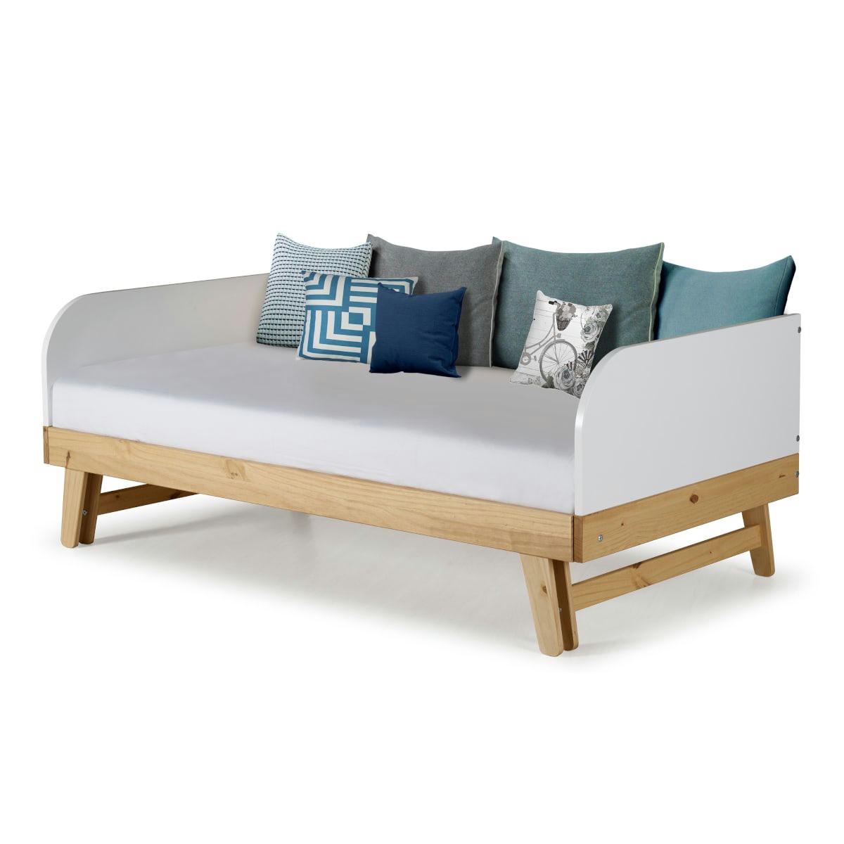 AMI - Lit gigogne 80x200 cm effet bois blanc et bois