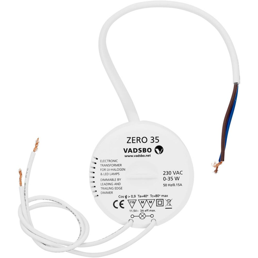 DIMMERTRANSFORMATOR VADSBO ZERO35 LED OG HALOGEN 12V AC 0-35W
