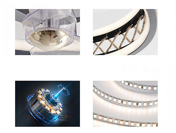 Lampe LED à ventilateur avec détails de finition en corde