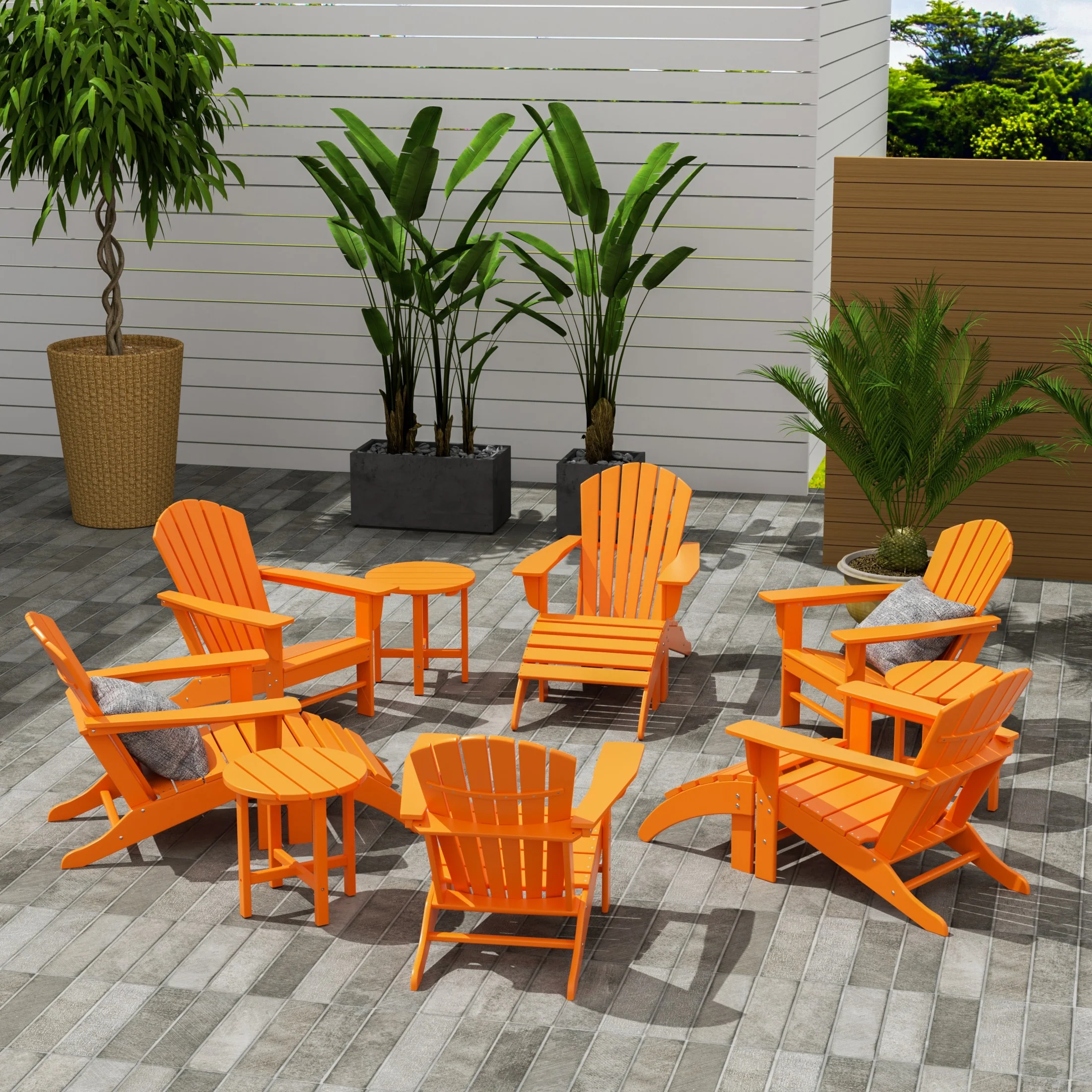 Polytrends Altura 12-Piece Poly All Weather Adirondack Chair With Ottoman And Side Table