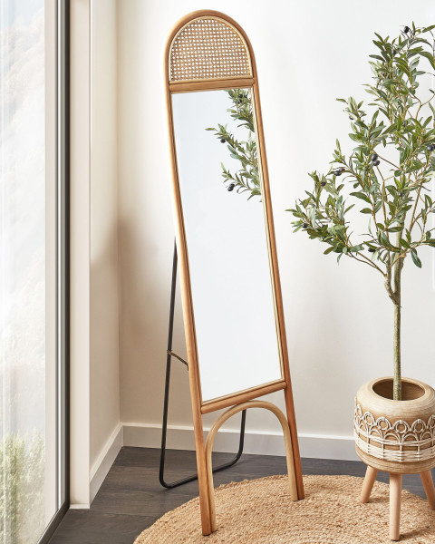 Lustro stojące rattan 168x41cm owal naturalne