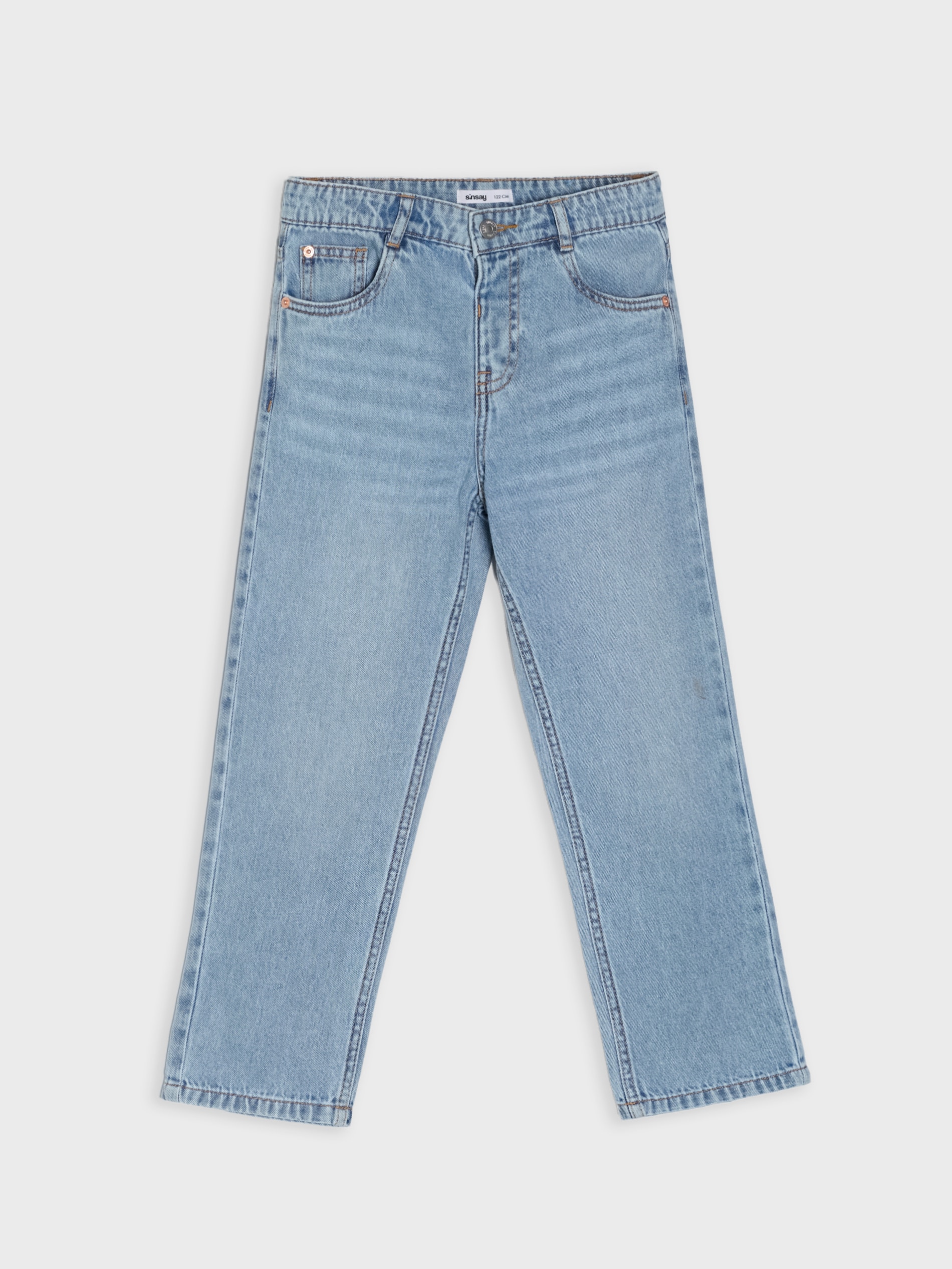 Jeansy loose fit z regulacją w pasie
