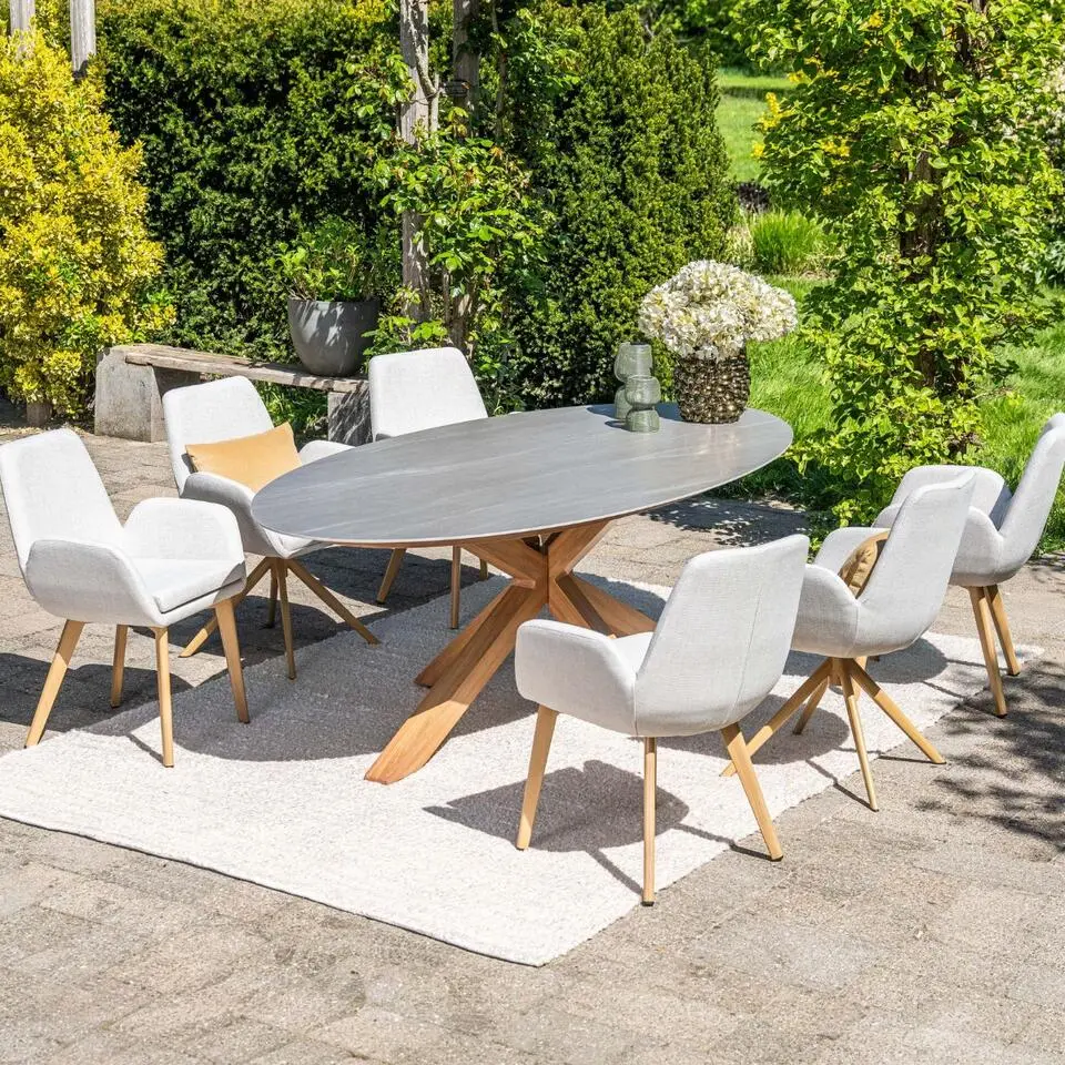 Acate draaibare tuinstoel - light teak look frame–all weather