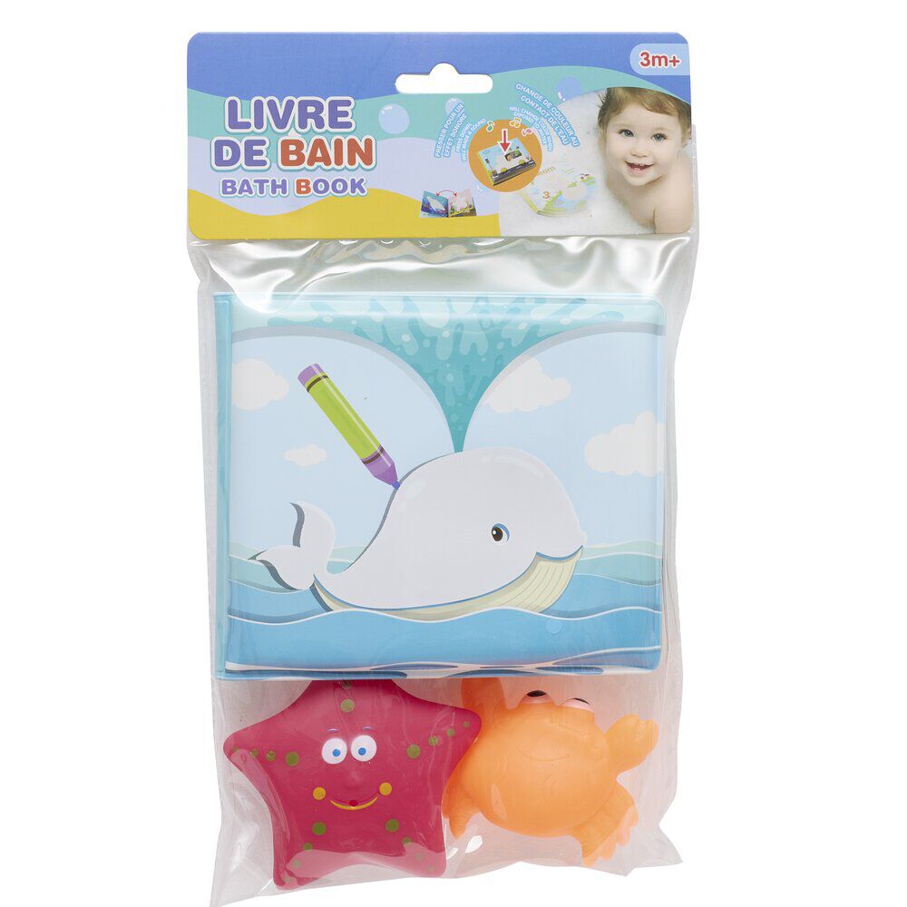 Livre de bain avec 2 jouets plastique (2 modèles)