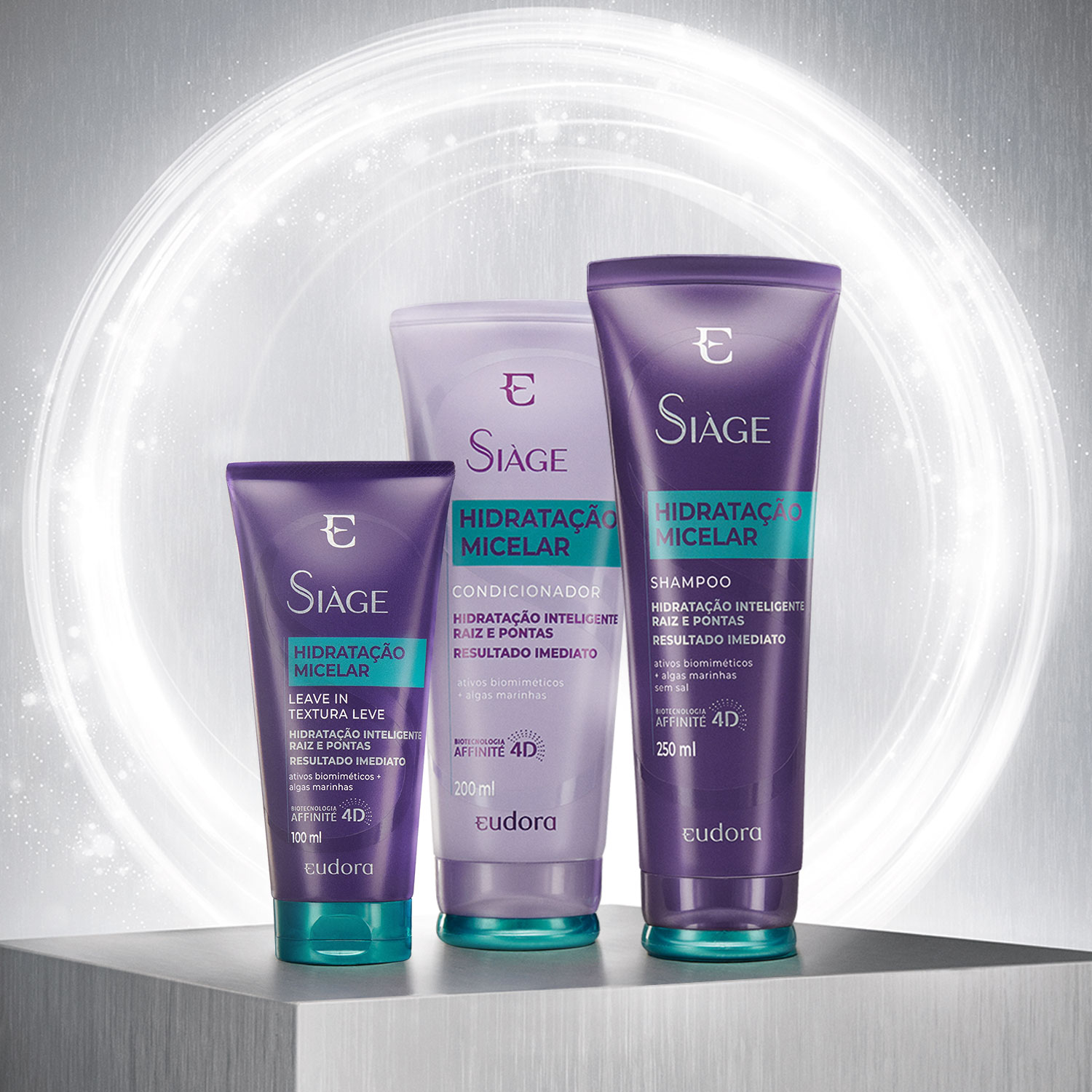Combo Siàge Hidratação Micelar: Shampoo 250ml   Condicionador 200ml   Leave-In 100ml