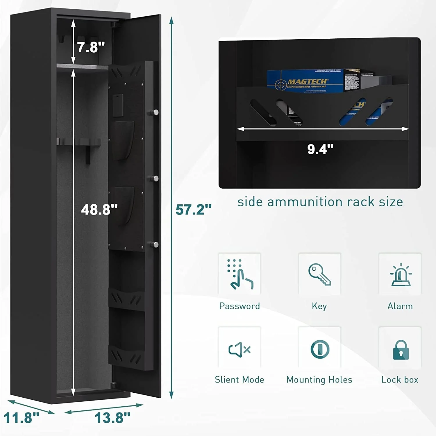 Large Gun Rifle Safe, Gun Safes Quick Access Large Metal Gun Cabinet