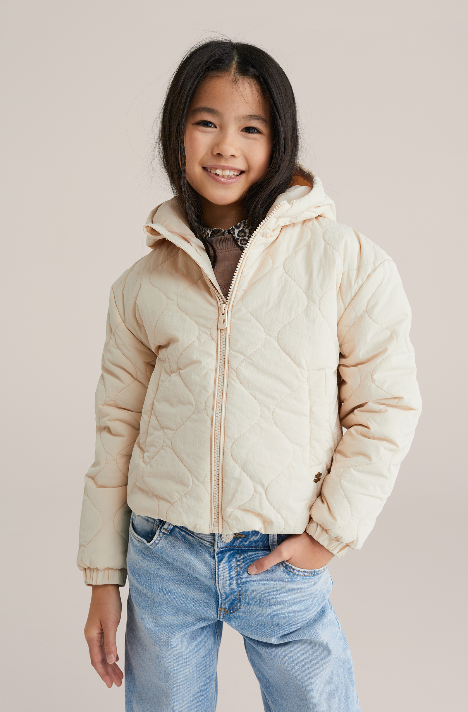 Meisjes gewatteerde jas met capuchon