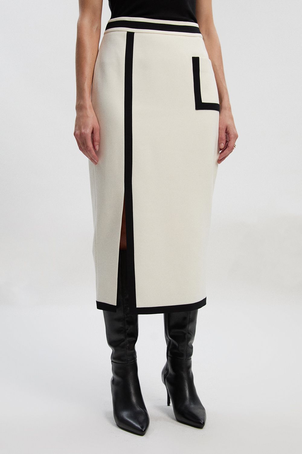 KarenMillen Compact Stretch Tipped Tailored Pencil Skirt