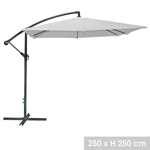 Parasol déporté carré gris clair 250x250x250 cmToile polyester 180 g/m² déperlante