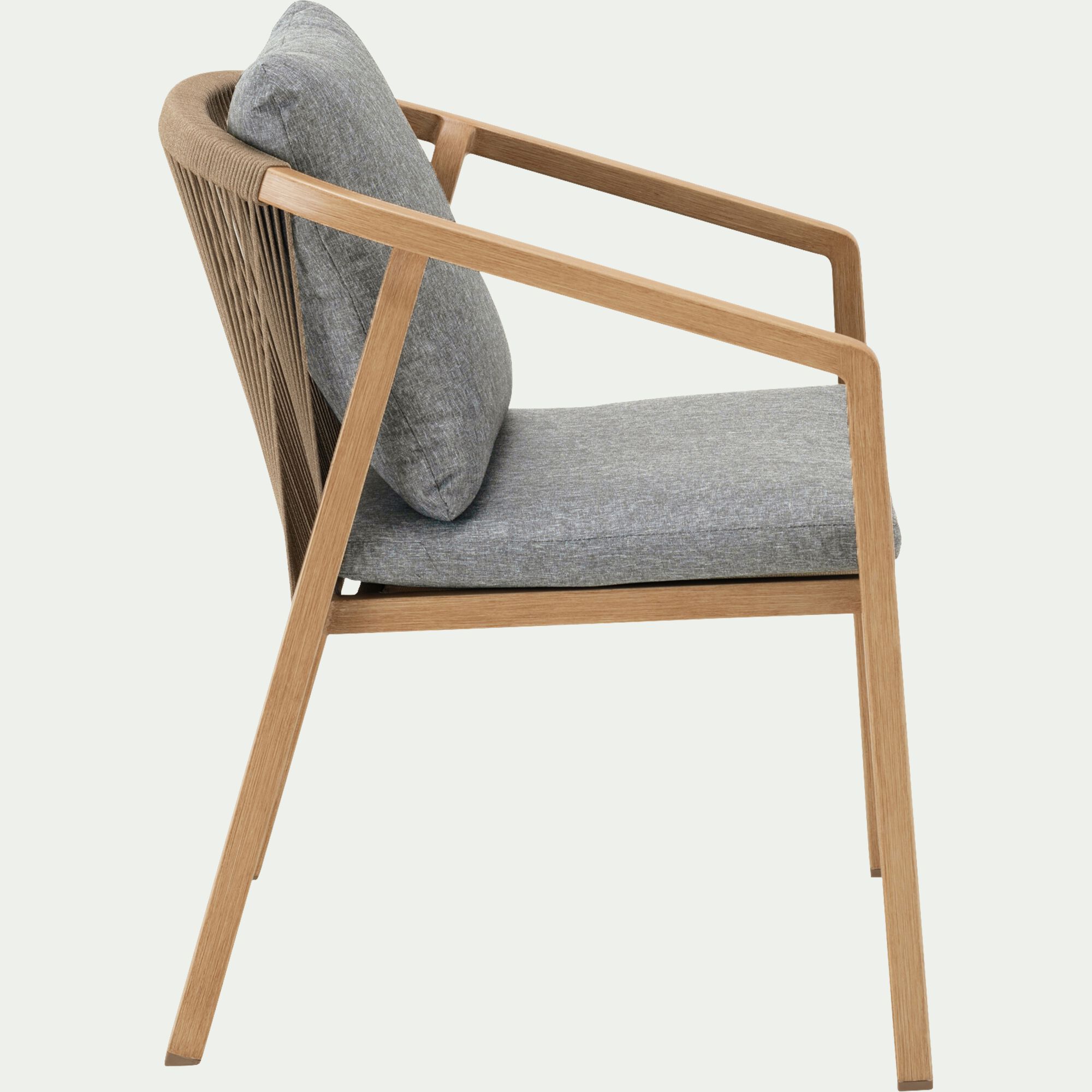 MYRTHE - Chaise de jardin avec accoudoirs en aluminium effet bois - gris
