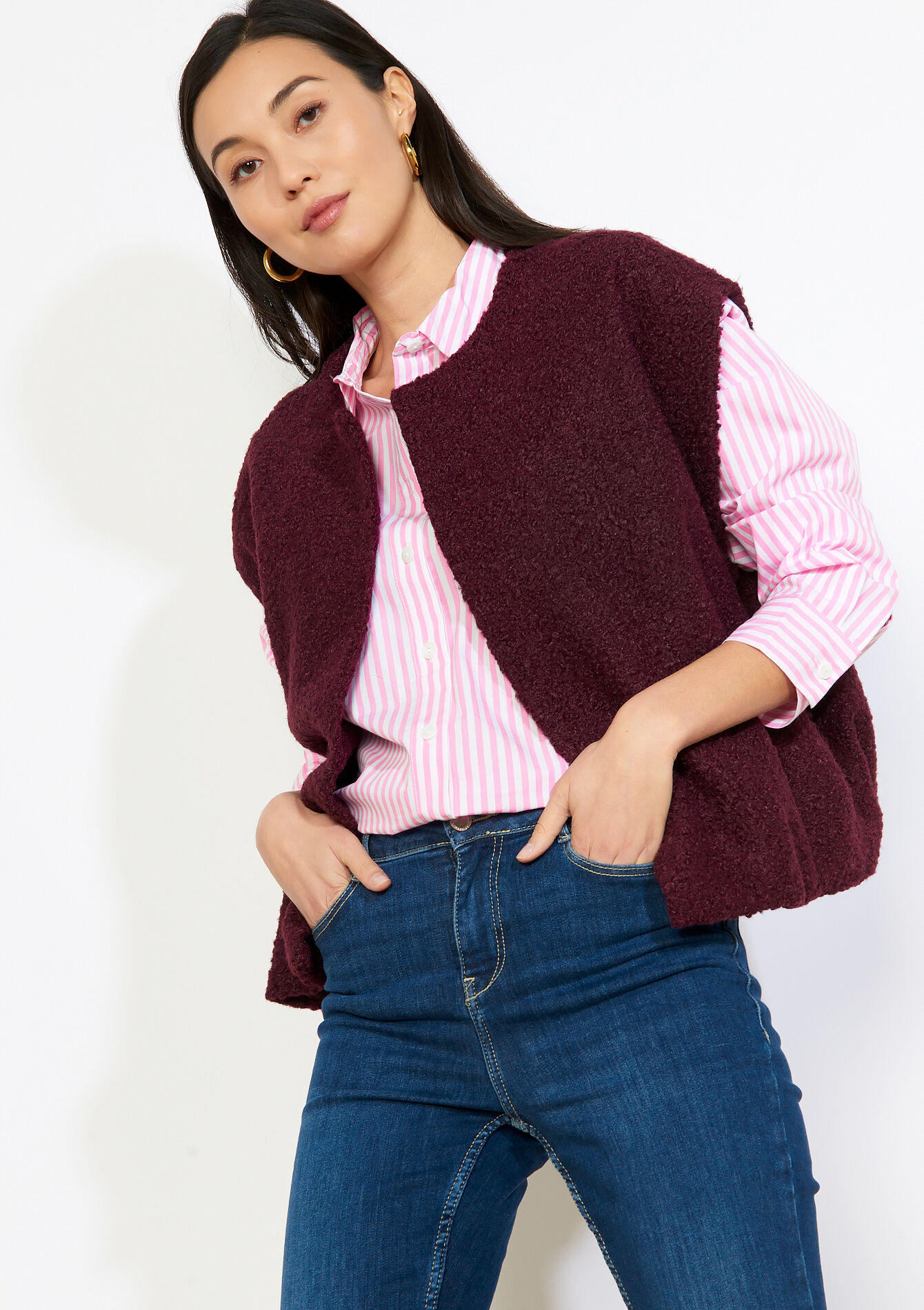 Mouwloos vest met structuur