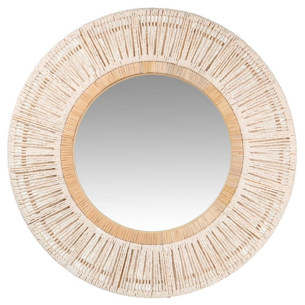 SAFI - Miroir rond tressé blanc D70