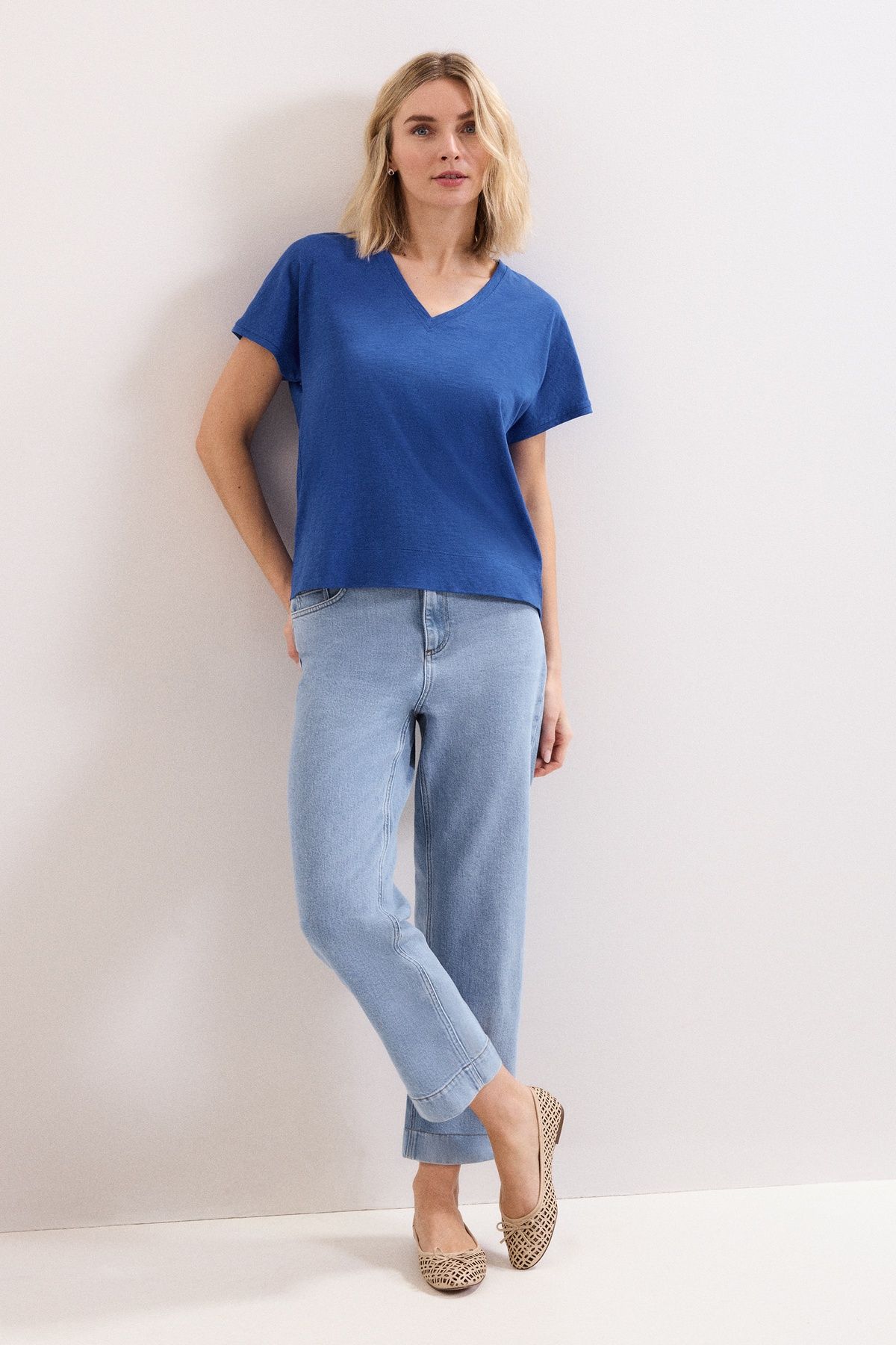 Phase Eight Saphiya Slub Cotton V-Neck T-shirt