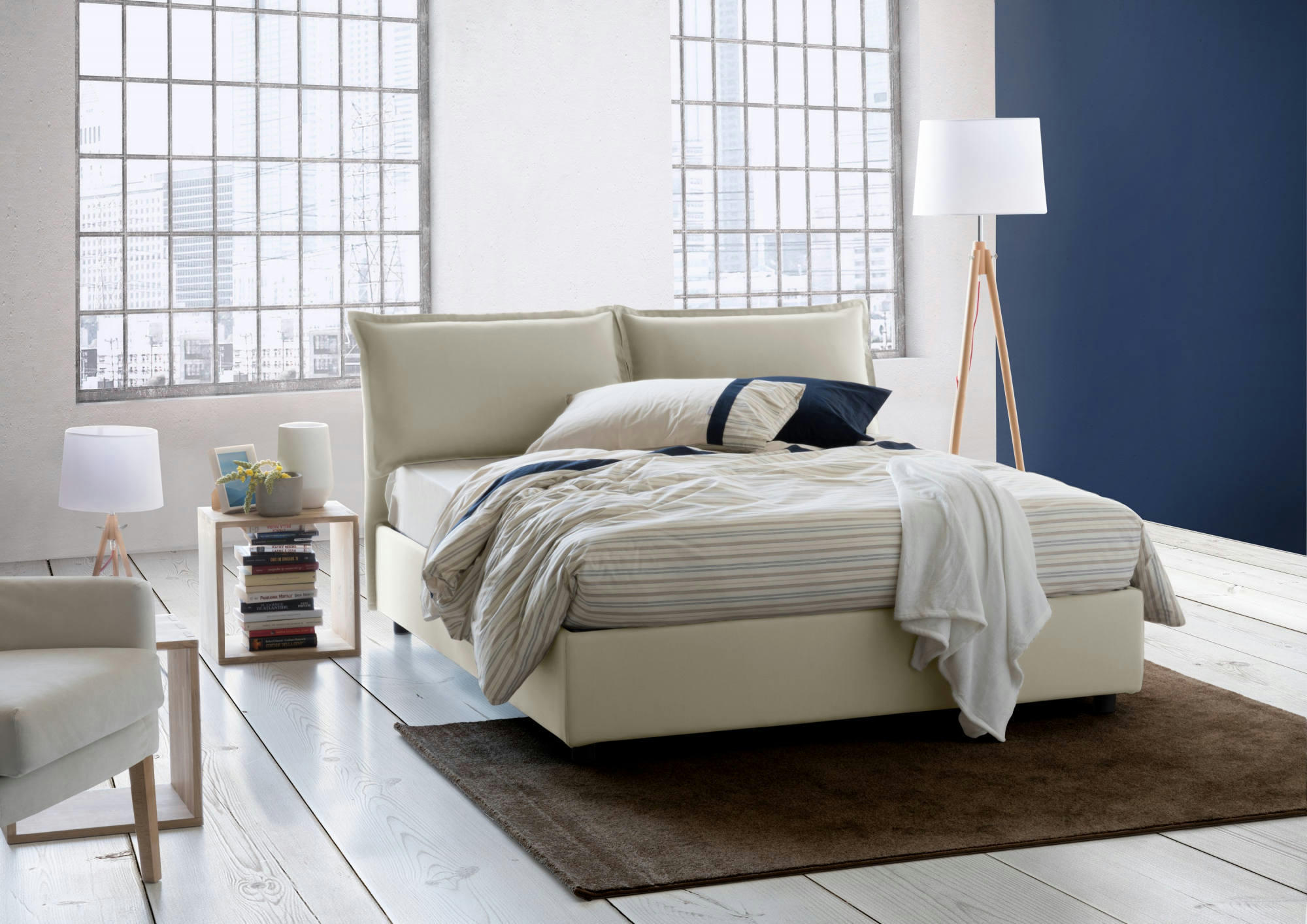 DAAM - Lit en tissu 140x190 cm beige