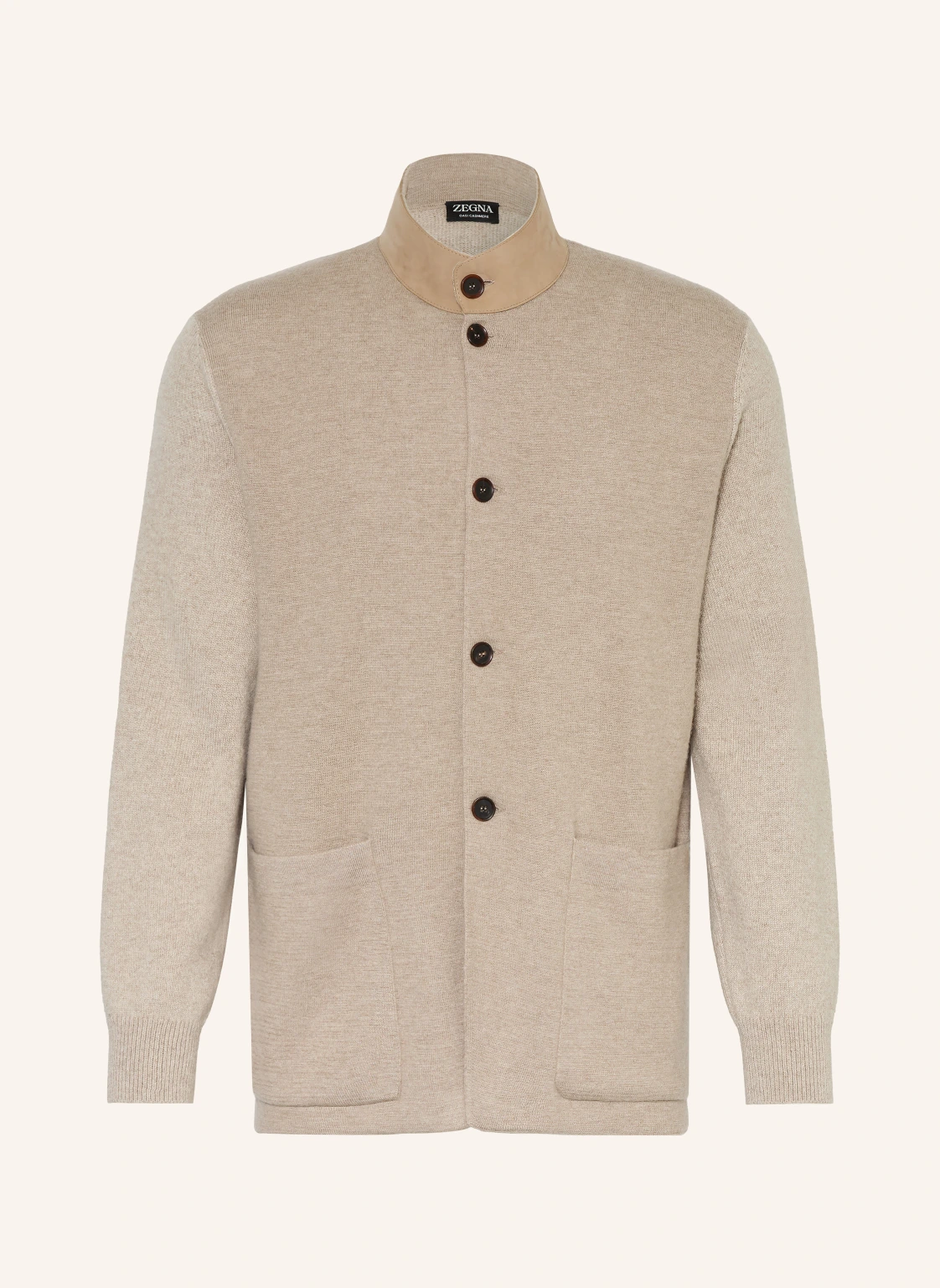 ZEGNA Cashmere-Strickjacke mit Leder