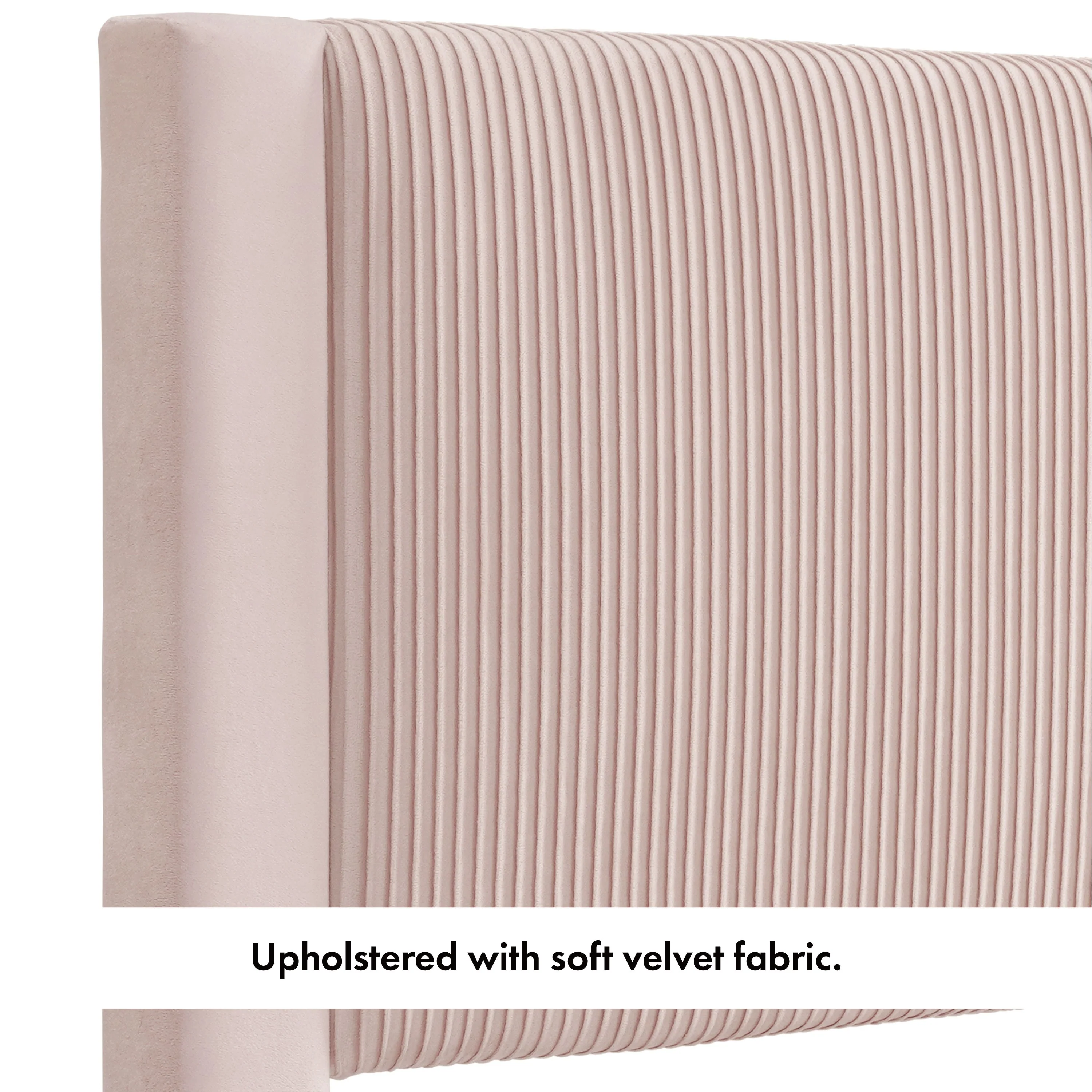 Furniture of America Alyssa Modern Velvet Upholstered Platform Bed with Channel Headboard and Wooden Slats