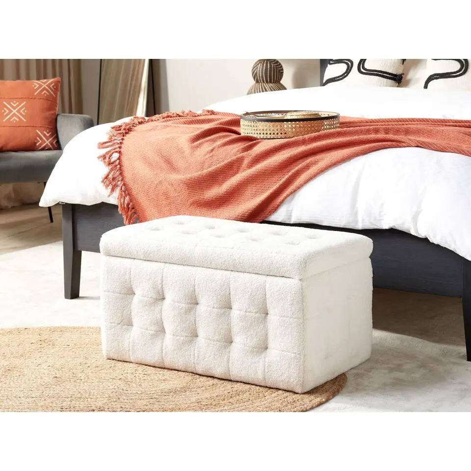 MICHIGAN - Ottomaan - Wit - Boucl&eacute;