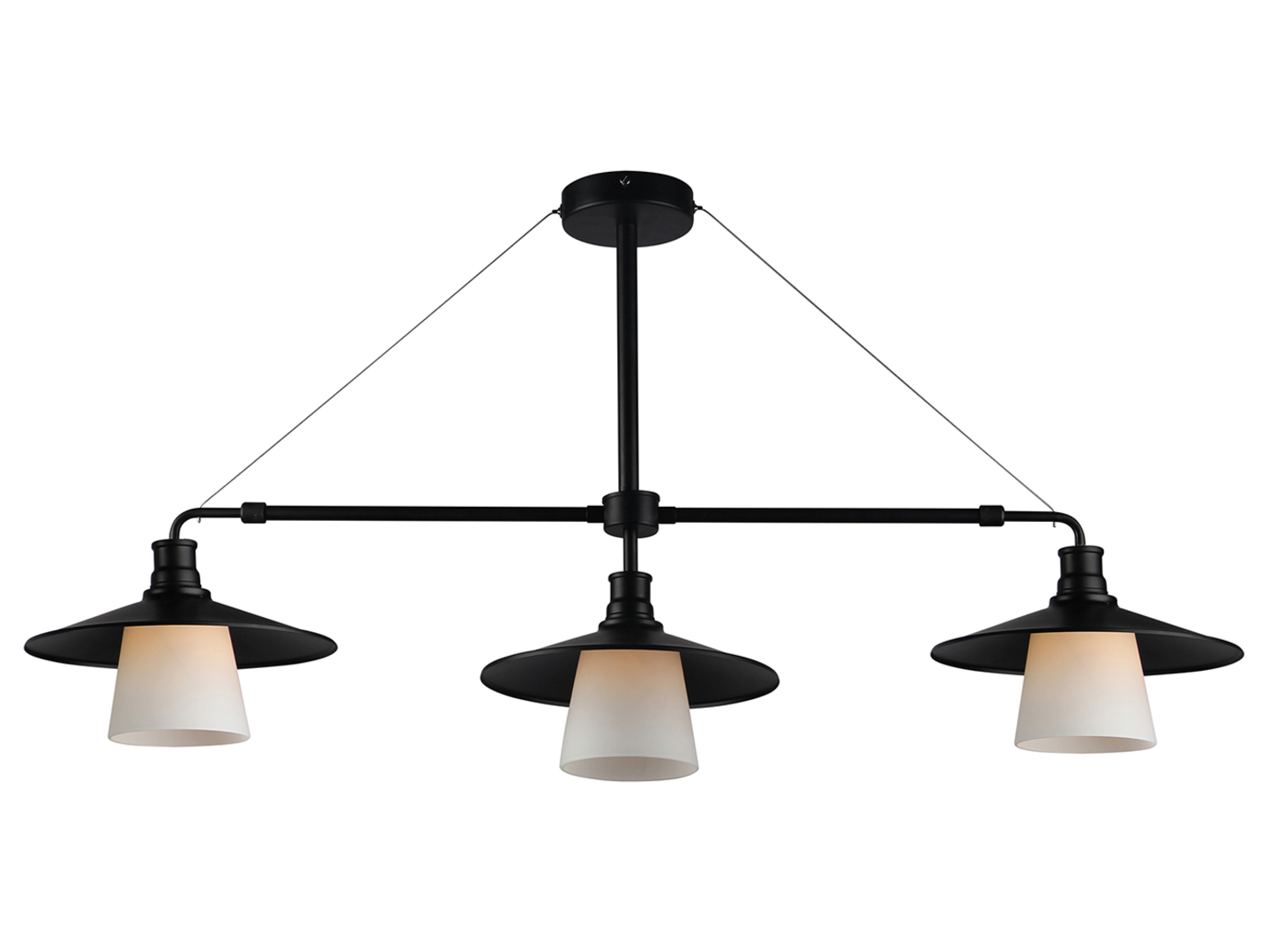 Lampa wisząca Loft 3-punktowa stalowa czarna