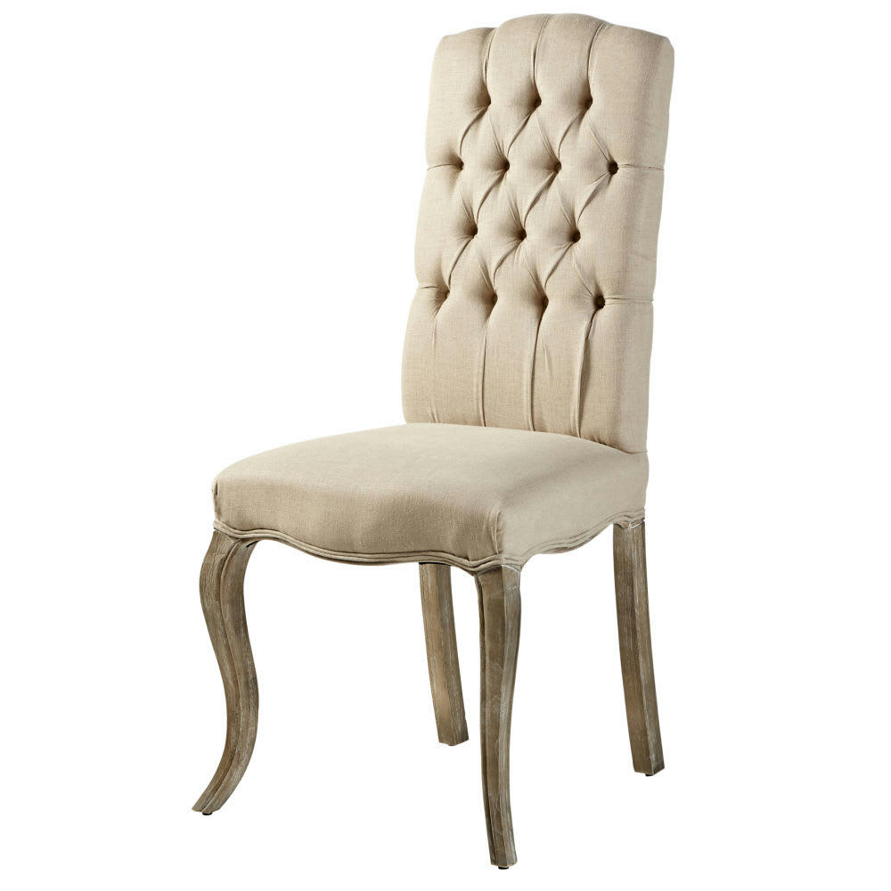 Chloe - Chaise capitonnée en lin et frêne