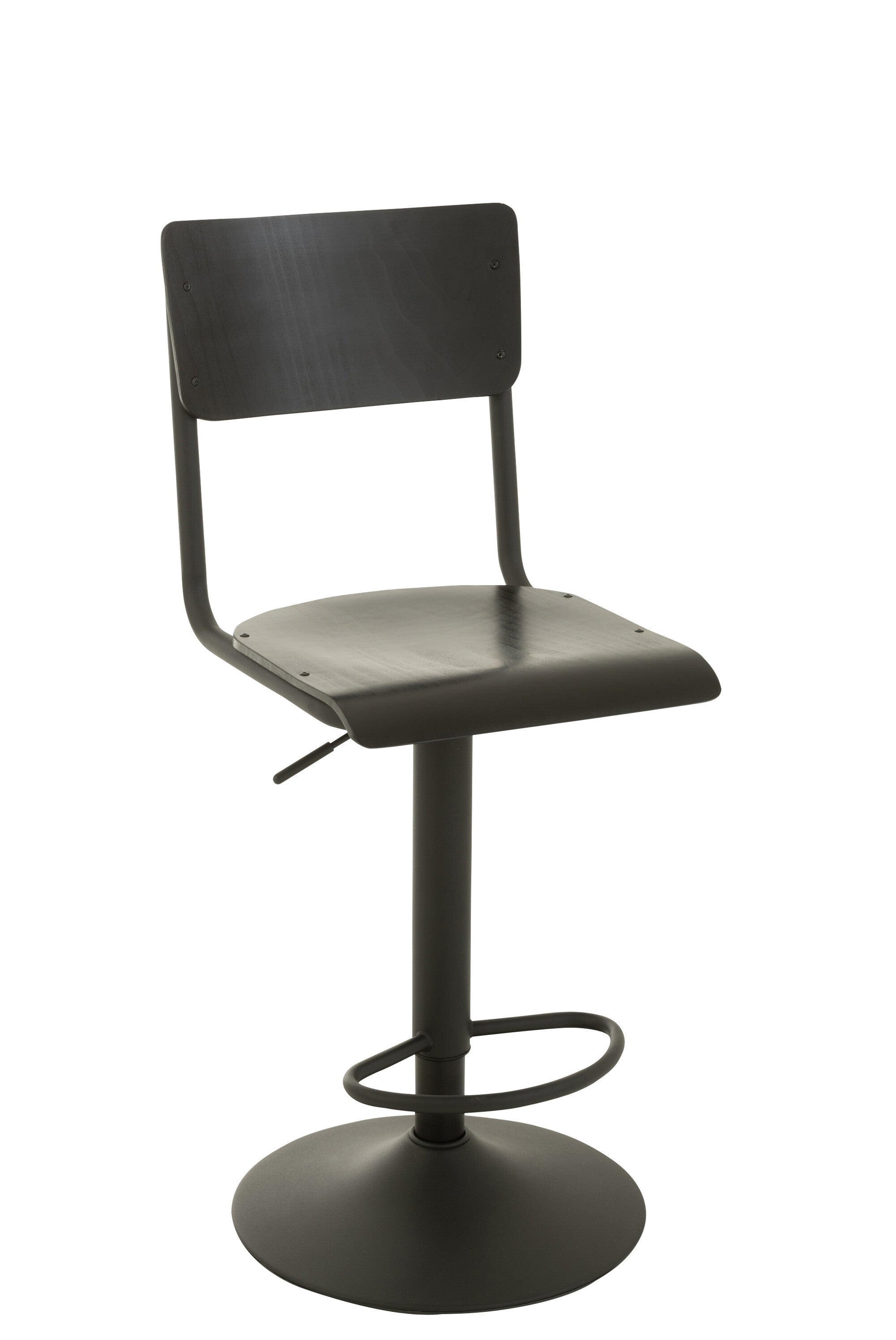 J-Line barstoel - hout/metaal - zwart - 2 stuks