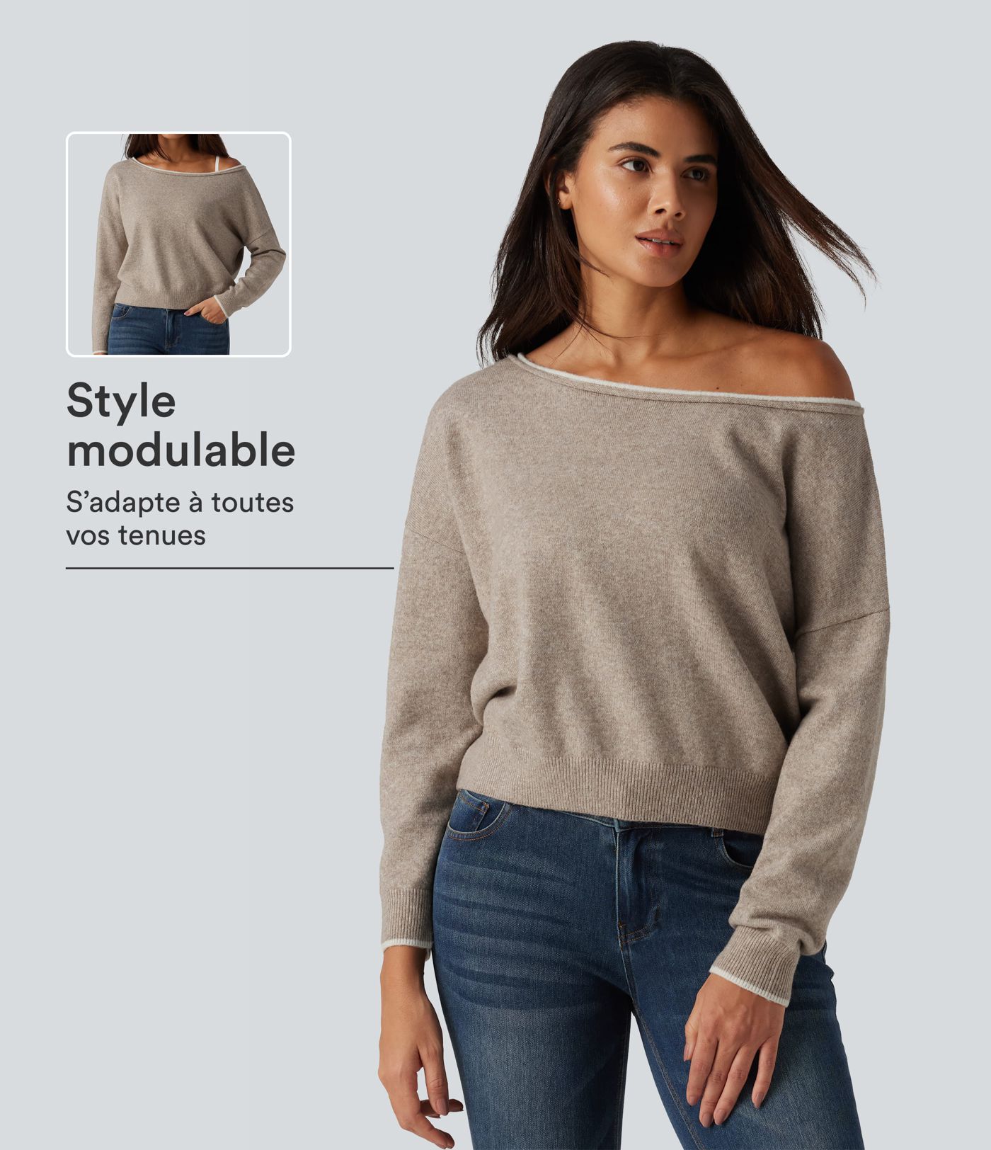 Pull asymétrique manches longues