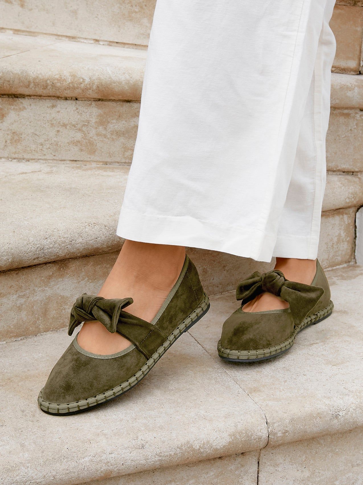 Linzi Pout Khaki Faux Suede Mary Jane