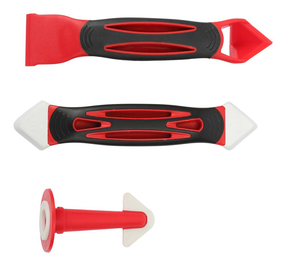 Seal-A-Crack Ergonomic Caulking Tool Kit with Applicator Tip, Edger & Scraper, 3-pc